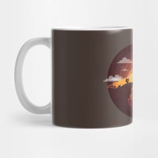 Hiking Trail Sunset, Orange with Clouds and Mountains Sunset Mug